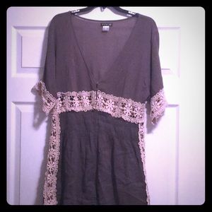 Green w white crochet romper